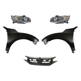 Replace® - 5-Piece Kit (Driver and Passenger Side Headlights, Grille, Driver and Passenger Side Fenders) (Standard Line)