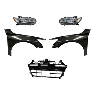 Replace® - 5-Piece Kit (Driver and Passenger Side Headlights, Grille, Driver and Passenger Side Fenders) (Standard Line)