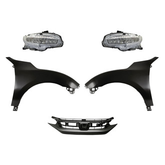 Replace® - 5-Piece Kit (Driver and Passenger Side Headlights, Grille, Driver and Passenger Side Fenders) (Standard Line)