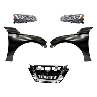Replace® - 5-Piece Kit (Driver and Passenger Side Headlights, Grille, Driver and Passenger Side Fenders) (Standard Line)