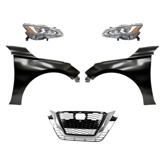 Replace® - 5-Piece Kit (Driver and Passenger Side Headlights, Grille, Driver and Passenger Side Fenders) (Standard Line)