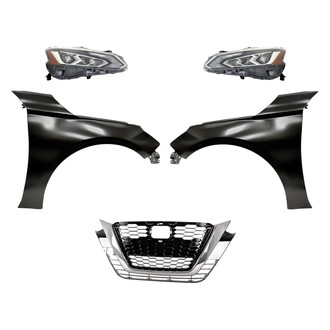 Replace® - 5-Piece Kit (Driver and Passenger Side Headlights, Grille, Driver and Passenger Side Fenders) (Standard Line)