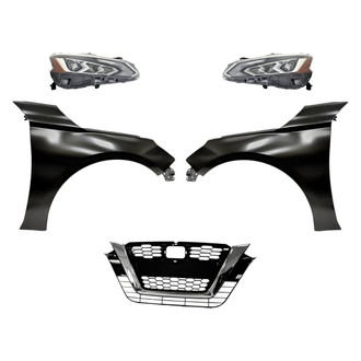 Replace® - 5-Piece Kit (Driver and Passenger Side Headlights, Grille, Driver and Passenger Side Fenders) (Standard Line)