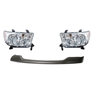 Replace® - 3-Piece Kit (Driver and Passenger Side Headlights, Front Upper Bumper Cover) (Standard Line)