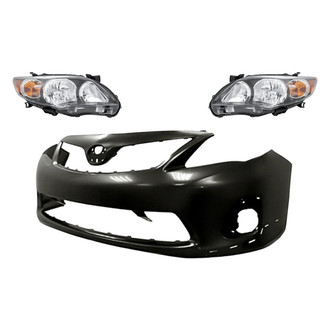 Replace® - 3-Piece Kit (Driver and Passenger Side Headlights, Front Bumper Cover) (Standard Line)