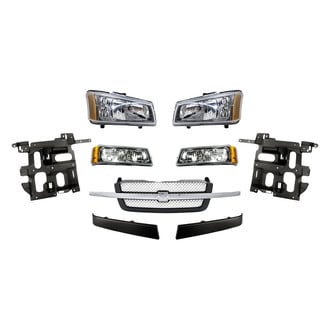 Replace® - 9-Piece Kit (Driver and Passenger Side Headlights, Driver and Passenger Side Grille Moldings, Grille, Driver and Passenger Side Headlight Supports, Driver and Passenger Side Turn Signal/Parking Lights) (Standard Line)