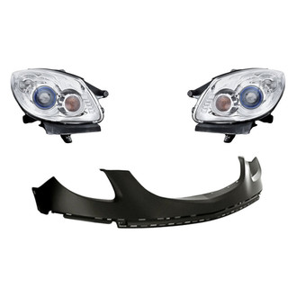 Replace® - 3-Piece Kit (Driver and Passenger Side Headlights, Front Upper Bumper Cover) (Standard Line)