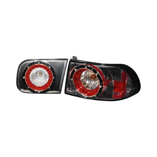 Replace® - Gunmetal/Red LED Tail Lights, Honda Civic