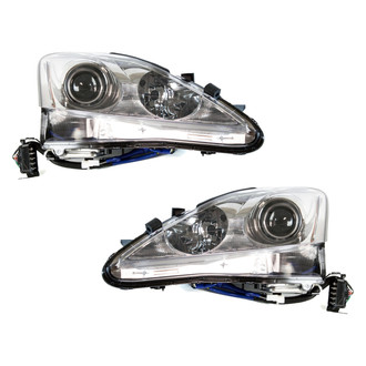 Replace® - Driver and Passenger Side Replacement Headlight Set Lens and Housing (Standard Line)