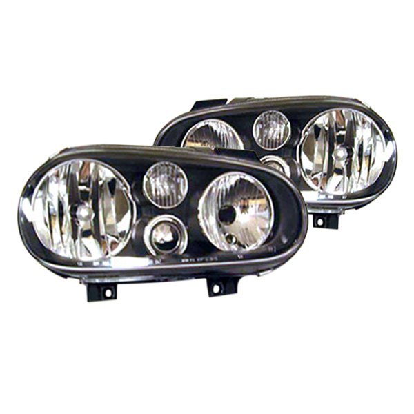 Replace® - Driver and Passenger Side Black Euro Headlights, Volkswagen Golf