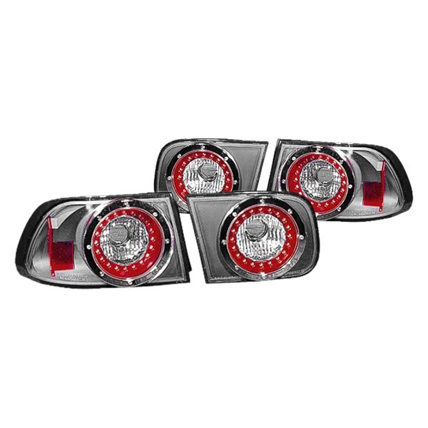 Replace® - Black/Red LED Tail Lights, Honda Civic