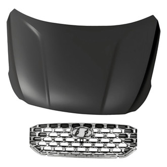 Replacement - 2-Piece (Hood Panel, Grille) (CAPA Certified)