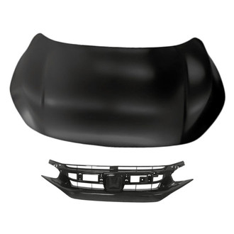 Replacement - 2-Piece (Hood Panel, Grille) (CAPA Certified)