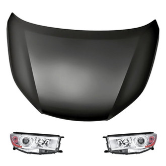 Replacement - 3-Piece Kit (Driver and Passenger Side Headlights, Hood Panel) (CAPA Certified)