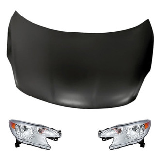 Replacement - 3-Piece Kit (Driver and Passenger Side Headlights, Hood Panel) (Standard Line)