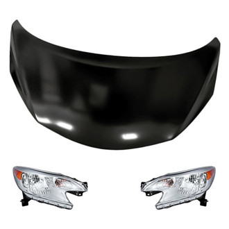 Replacement - 3-Piece Kit (Driver and Passenger Side Headlights, Hood Panel) (Standard Line)