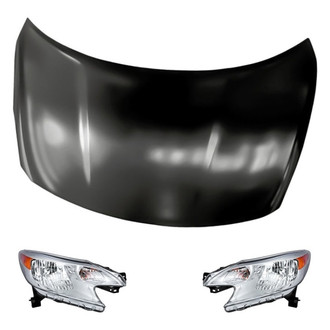 Replacement - 3-Piece Kit (Driver and Passenger Side Headlights, Hood Panel) (CAPA Certified)