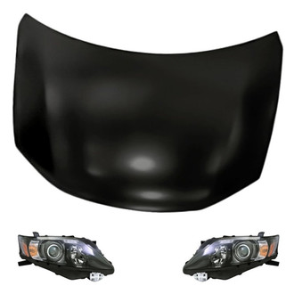 Replacement - 3-Piece Kit (Driver and Passenger Side Headlights, Hood Panel) (Standard Line)