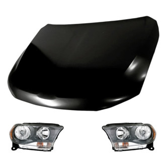 Replacement - 3-Piece Kit (Driver and Passenger Side Headlights, Hood Panel) (CAPA Certified)