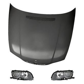 Replacement - 3-Piece Kit (Driver and Passenger Side Headlights, Hood Panel) (Standard Line)