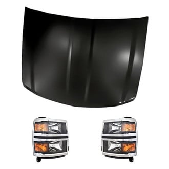 Replacement - 3-Piece Kit (Driver and Passenger Side Headlights, Hood Panel) (CAPA Certified)