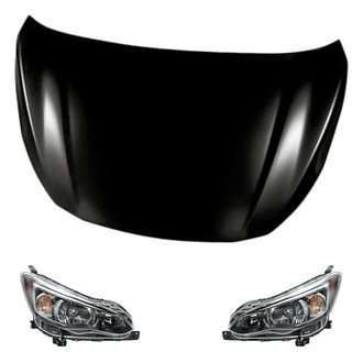 Replacement - 3-Piece Kit (Driver and Passenger Side Headlights, Hood Panel) (CAPA Certified)