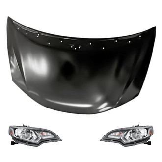 Replacement - 3-Piece Kit (Driver and Passenger Side Headlights, Hood Panel) (CAPA Certified)