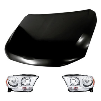 Replacement - 3-Piece Kit (Driver and Passenger Side Headlights, Hood Panel) (CAPA Certified)