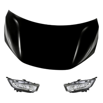 Replacement - 3-Piece Kit (Driver and Passenger Side Headlights, Hood Panel) (CAPA Certified)