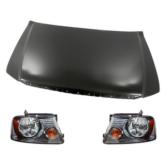 Replacement - 3-Piece Kit (Driver and Passenger Side Headlights, Hood Panel) (Standard Line)