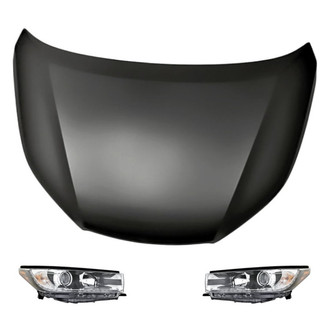 Replacement - 3-Piece Kit (Driver and Passenger Side Headlights, Hood Panel) (CAPA Certified)