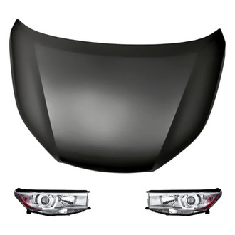 Replacement - 3-Piece Kit (Driver and Passenger Side Headlights, Hood Panel) (Standard Line)