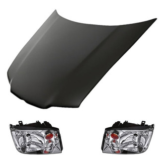 Replacement BNDL-216496 - 3-Piece Kit (Driver and Passenger Side Headlights, Hood Panel) (Standard Line)