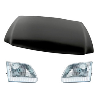 Replacement BNDL-216535 - 3-Piece Kit (Driver and Passenger Side Headlights, Hood Panel) (Standard Line)