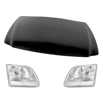 Replacement - 3-Piece Kit (Driver and Passenger Side Headlights, Hood Panel) (Standard Line)
