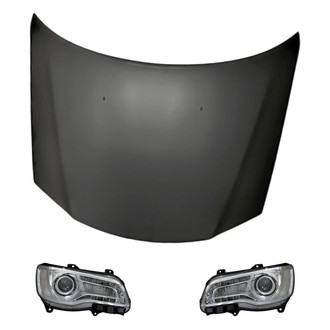 Replacement - 3-Piece Kit (Driver and Passenger Side Headlights, Hood Panel) (Standard Line)