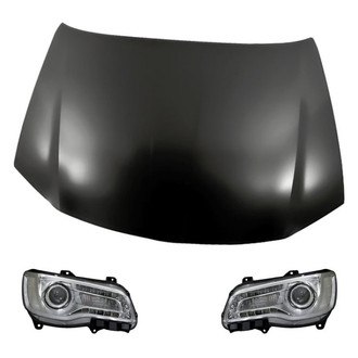 Replacement - 3-Piece Kit (Driver and Passenger Side Headlights, Hood Panel) (Standard Line)