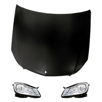 Replacement - 3-Piece Kit (Driver and Passenger Side Headlights, Hood Panel) (CAPA Certified)