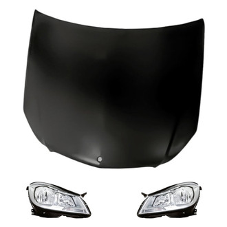 Replacement - 3-Piece Kit (Driver and Passenger Side Headlights, Hood Panel) (Standard Line)
