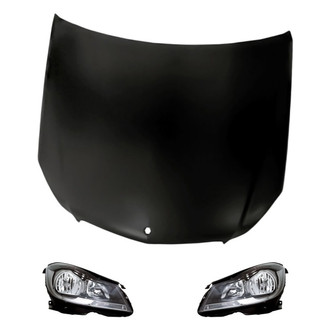 Replacement - 3-Piece Kit (Driver and Passenger Side Headlights, Hood Panel) (Standard Line)