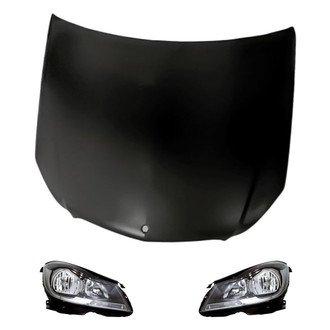 Replacement - 3-Piece Kit (Driver and Passenger Side Headlights, Hood Panel) (Standard Line)