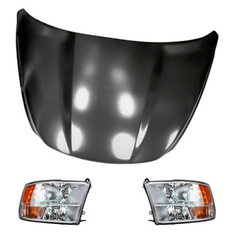 Replacement - 3-Piece Kit (Driver and Passenger Side Headlights, Hood Panel) (CAPA Certified)