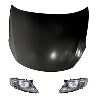 Replacement - 3-Piece Kit (Driver and Passenger Side Headlights, Hood Panel) (Standard Line)