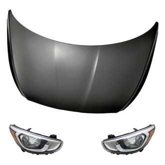 Replacement - 3-Piece Kit (Driver and Passenger Side Headlights, Hood Panel) (CAPA Certified)