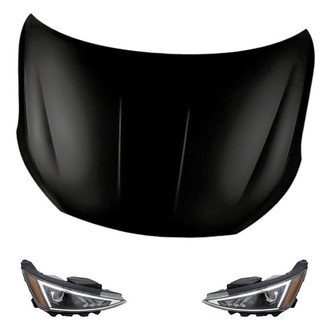 Replacement - 3-Piece Kit (Driver and Passenger Side Headlights, Hood Panel) (CAPA Certified)