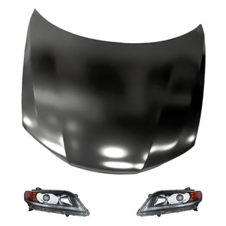 Replacement - 3-Piece Kit (Driver and Passenger Side Headlights, Hood Panel) (CAPA Certified)