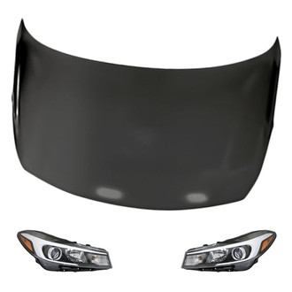Replacement - 3-Piece Kit (Driver and Passenger Side Headlights, Hood Panel) (CAPA Certified)