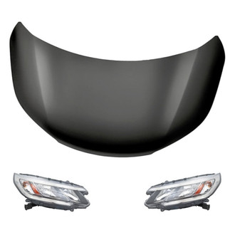 Replacement - 3-Piece Kit (Driver and Passenger Side Headlights, Hood Panel) (CAPA Certified)