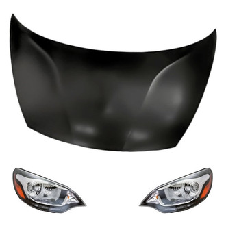 Replacement - 3-Piece Kit (Driver and Passenger Side Headlights, Hood Panel) (CAPA Certified)