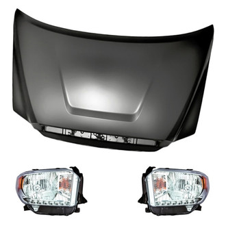 Replacement - 3-Piece Kit (Driver and Passenger Side Headlights, Hood Panel) (Standard Line)